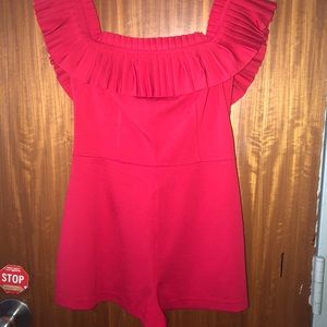 Red off the shoulder romper
